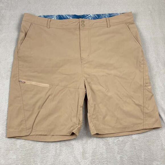 Reel Life Men's Shorts XXL Tan Lightweight Nylon/Spandex with Pocket Details - Picture 11 of 12